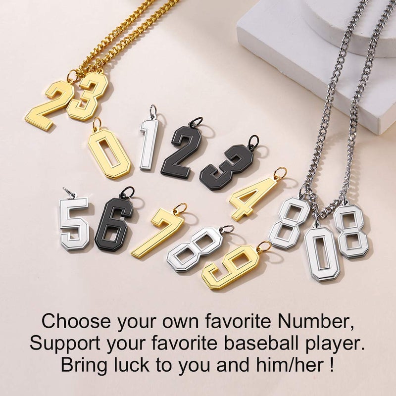 KeyStyle 18K Gold Plated Number 3 Necklace Charm Pendant with Curb Chain 22+2" Extender for Men/Women Stainless Steel Sports Jewelry - Image 3